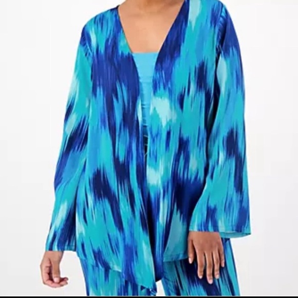 AmberNoon II Sweaters - Amber Noon II Shirt Womens 3X Blue Long Sleeve Cardigan Layer Shrug Open Front